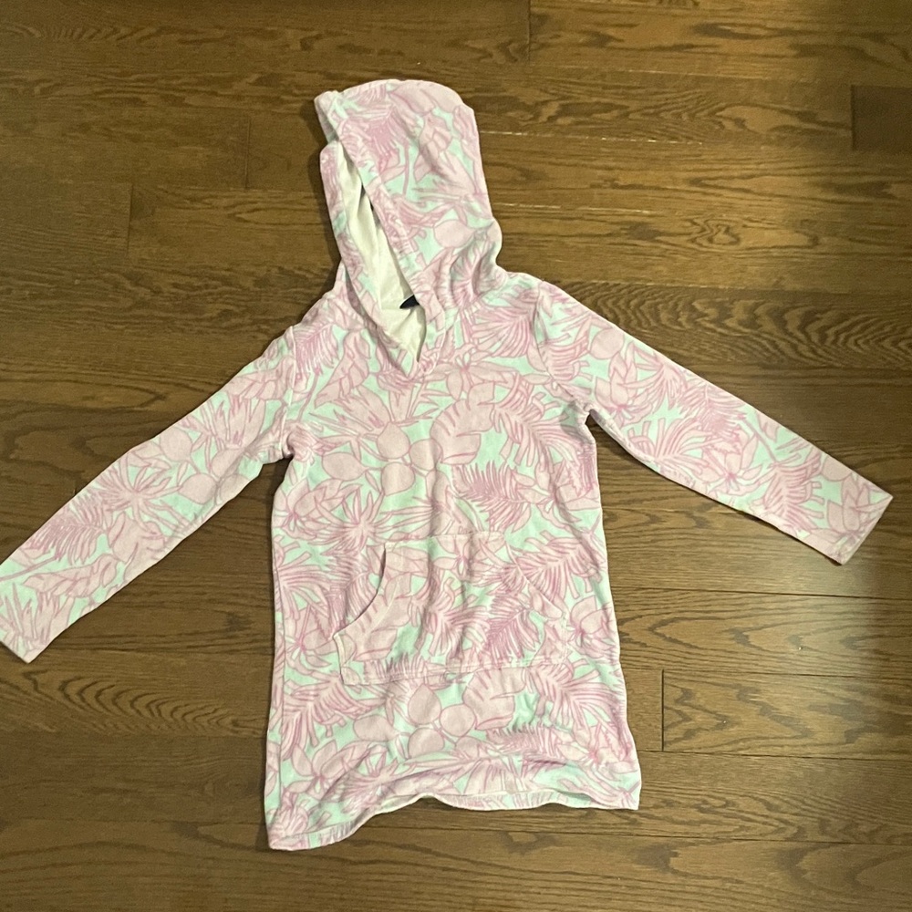Lands' End Pink and Green Floral Kids Swim Coverup